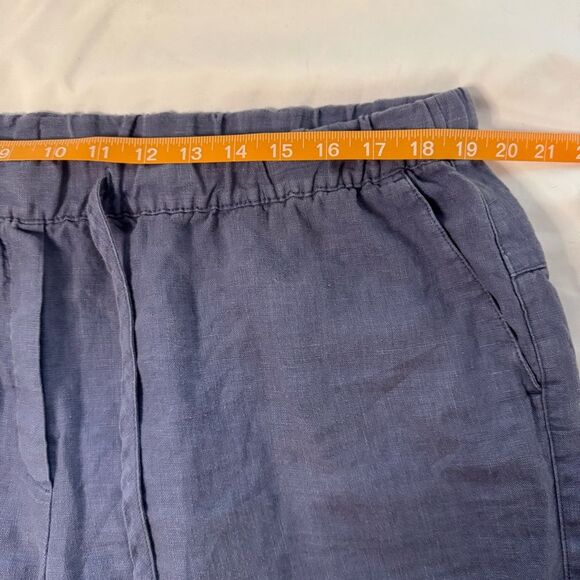 Pure J Jill Linen Cropped Pant Elastic Waist Size XL Petite Pockets Blue Relaxed - Picture 3 of 8
